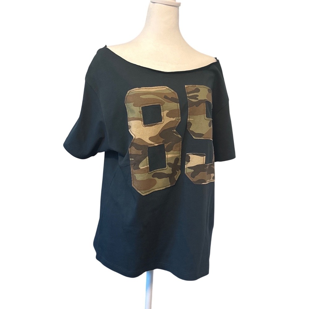 Daydreamer Womens 85 Camo Varsity Oversized T-Shirt Olive Green Cotton Large - Picture 2 of 7